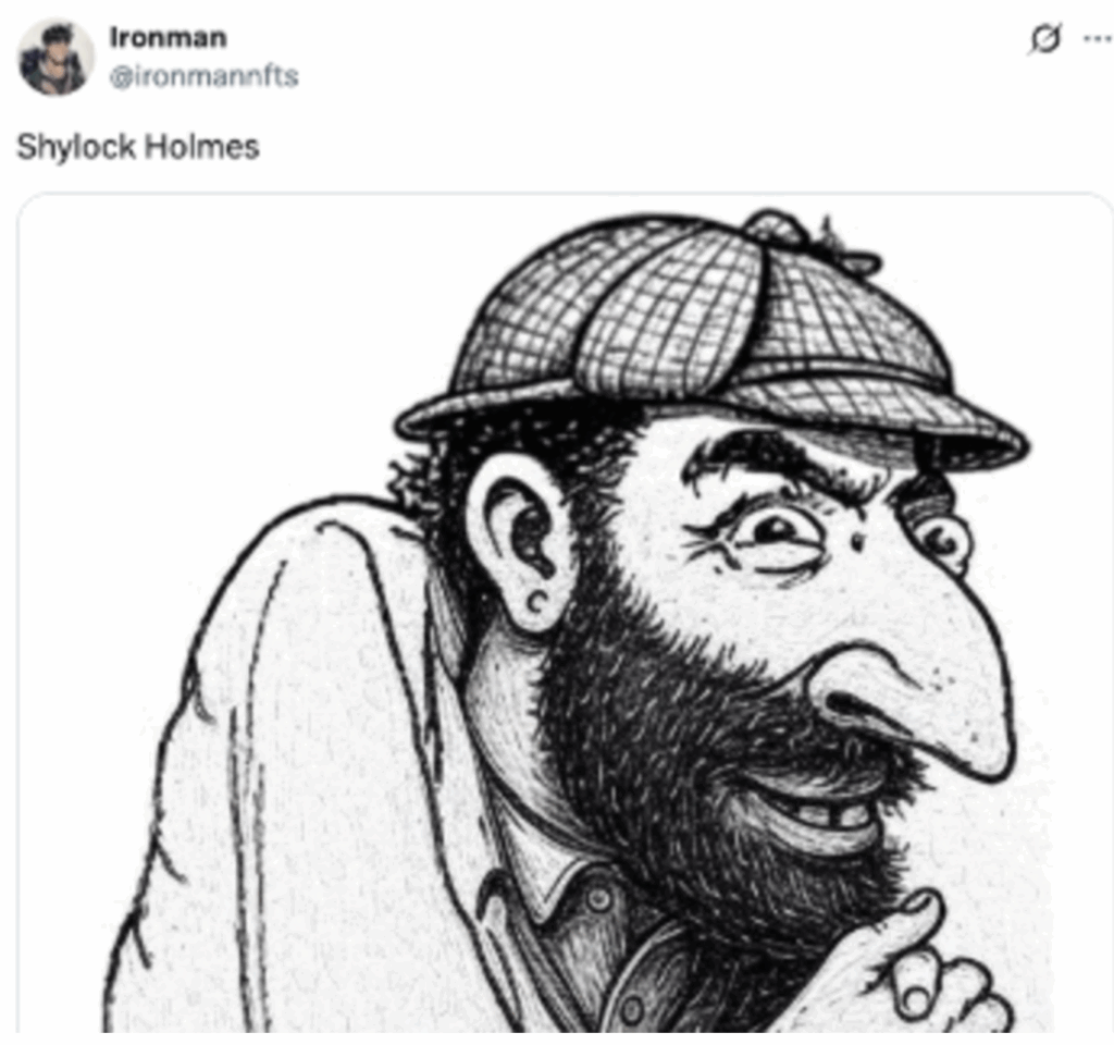 An image depicting an antisemitic trope using the term shylock